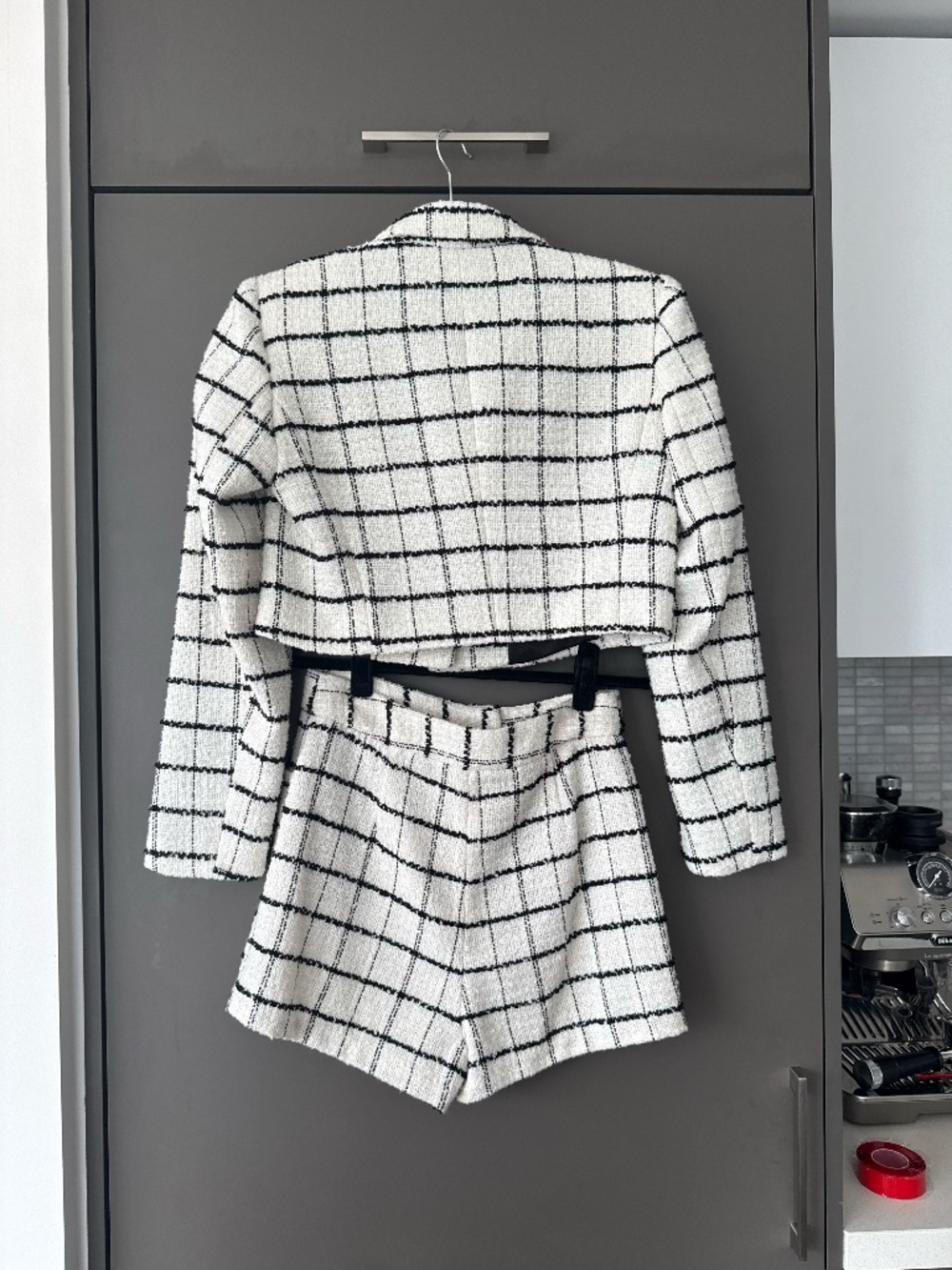 ZARA Tweed Blazer & Shorts Matching Set – Black & White Size XS - Picture 7 of 16
